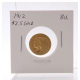 1912 $2 1/2 gold Indian, BU