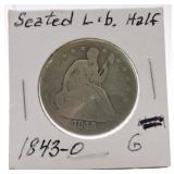 1843-O Liberty Seated half, G