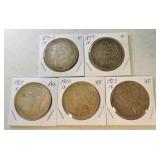 Lot of 2 Morgan and 3 Peace dollars