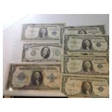 1923 $1 silver certificate, 3 - 1935 & 3 - 1957