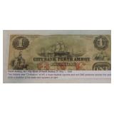 Obsolete bank note 1856 $1 City Bank of Perth