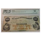Obsolete bank note $10 Bay State Mining Corp,