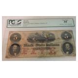 Obsolete bank note 1857 $5 Bank of the State of