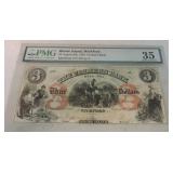 Obsolete bank note 1855 $3 The Farmers Bank