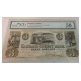 Obsolete bank note 1843 $3 Oakland County Bank,