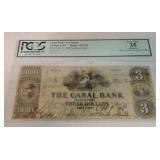 Obsolete bank note 1848 $3 The Canal Bank,