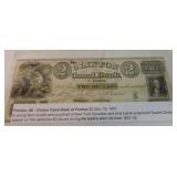 Obsolete bank note 1837, $2 Clinton Canal
