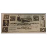 $5 Obsolete bank note 1839 James River