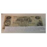 Obsolete bank note 1854 $3, Savings Bank of