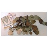 Lot of foreign coins & currency