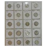 Page of 20 silver Washington quarters