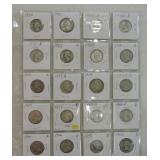 Page of 20 silver Washington quarters