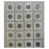 Page of 20 silver Standing Liberty quarters