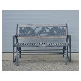 Wrought Iron Glider Bench, Horse-theme back rest