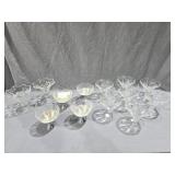 4 Depression Glasses w/ Metal Base, 2 Soda
