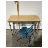 Metal Table and Metal Folding Chair
