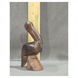 Vintage Hand Carved Pelican Stork Bird Wood