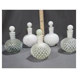 Vtg 2 Fenton Hobnail Perfume Barber Bottles White