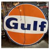 Vintage Metal Gulf Gasoline Sign 78x72