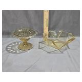 Yellow Depression Octagon Glass Bowl 8" across