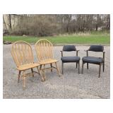 2 Black and 2 Brown Wooden Chairs