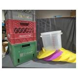 5 Leaf Scoops, 3 Milk Crates, Measuring  Bucket