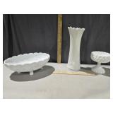 Hobnail Milk Glass Pedestal Bowl, Milk glass