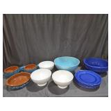 Varages Bowl and 4 Plates, Ceramic Dishes, White