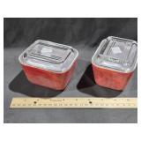 2 Small Oyrex Refrigerator Dishes with Lids