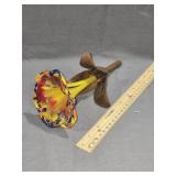 Hand Blown Glass Flower Metal Stem & Petals