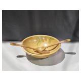 Yellowstone Wooden Bowl, Salad Fork & Spoon,