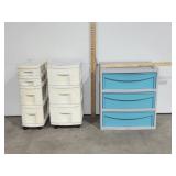 3 Plastic Storage Containers,  2 with Wheels and