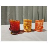 Joe St Clair Indian Chief Glass Toothpick Holders