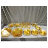 Vintage plate cup saucer yellow depression glass