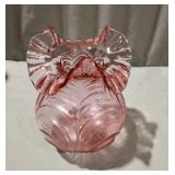Fenton Pink "Heart Optic" Ruffled Top Vase