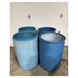 (4) 55 Gallon Plastic Barrels -NO Lids
