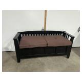 Black wooden storage bench