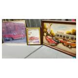 Rt 66 diner 3D car hanging print 1958 Chevy gas