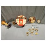 Vintage 10 advertising wood metal industrial