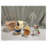 Metal easel mixed glassware basket candle holder