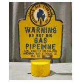 Cast iron sign michigan gas storage co . warning