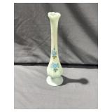 Fenton Blue Satin "Swung" Bud Vase