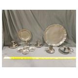 Woodbury Pewter Platter, & Pewter Candlestick Hold