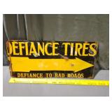 Original defiance tires sign Tina single sided