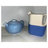 Blue tea pot & water