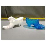 Fenton Hobnail Glass Boot, Blue Glass Boot