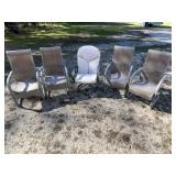 (5) rough patio chairs 1 swivel/rocking