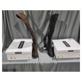 Bamboo Brown Thigh High Boots, Black Thigh High