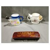 Two shaving cream scuttle mugs one Brandenburg