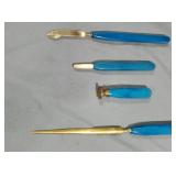 Vintage art deco blue handle  writing